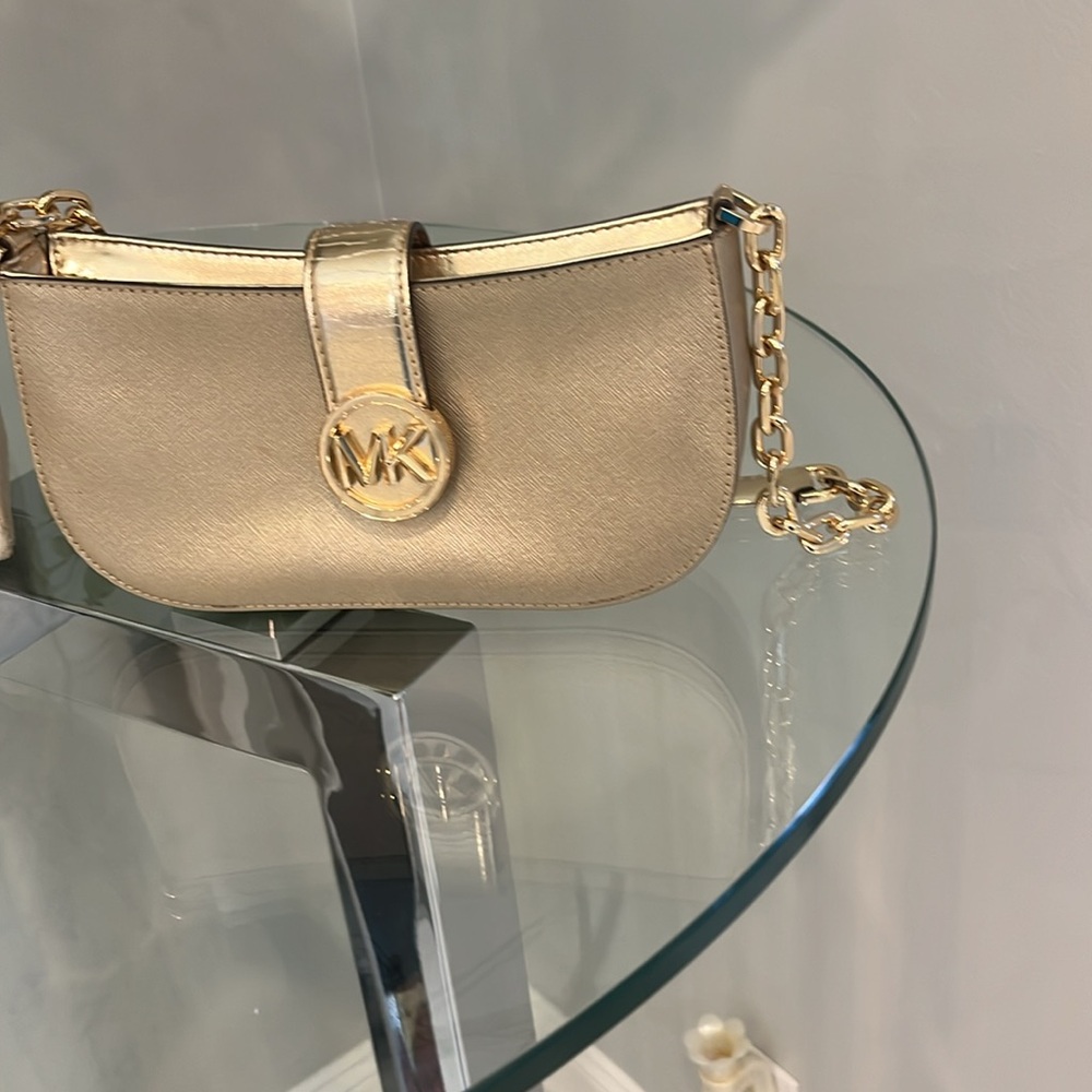 Michael Khors small Metallic Pebbled Leather Pochette